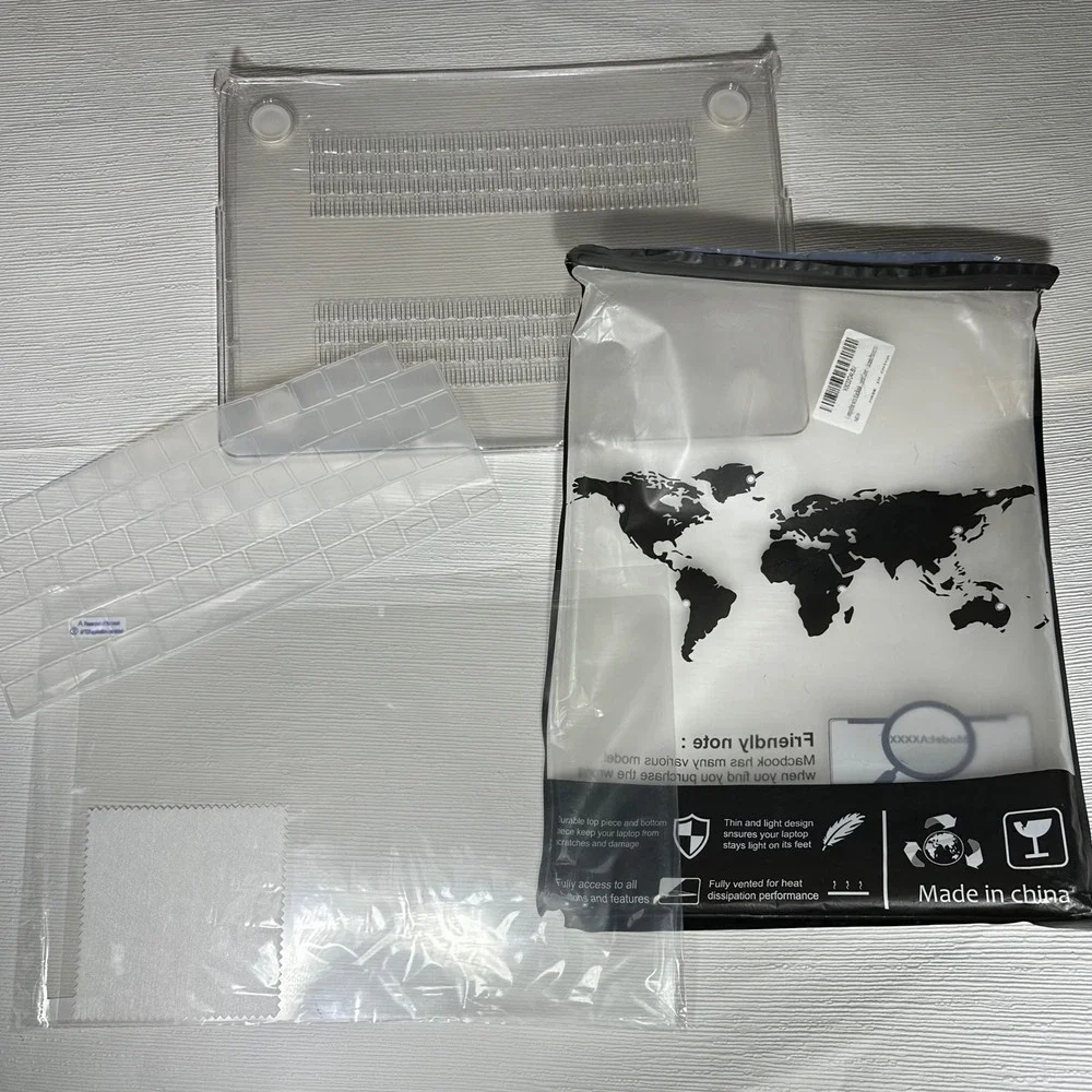 Clear World Globe Sparkle Case for Apple MacBook 13 14 inch Keyboard Cover Bundl